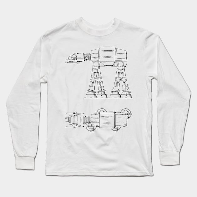 Robot VINTAGE PATENT DRAWING Long Sleeve T-Shirt by skstring